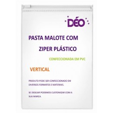 Pasta malote / pasta plástica transparente em PVC com zíper plástico vertical (Ref. GR004)