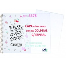 Capa Para Caderno COLEGIAL (80 ou 160 FLS)  c/ Espiral Capa Solta - recomendável p/ caderno espiral colegial (Ref. 3378) - Embalagem com 5 ou 50 JG - LANÇAMENTO