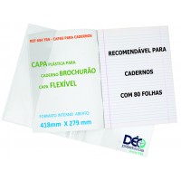 Capas Plásticas P/ caderno BROCHURÃO - recomendável p/ caderno flexível c/ 80 folhas (Ref. 604) - Embalagem com 5 ou 50 unidades