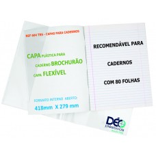 Capas Plásticas P/ caderno BROCHURÃO - recomendável p/ caderno flexível c/ 80 folhas (Ref. 604) - Embalagem com 5 ou 50 unidades