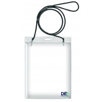 Identificadores - Transparentes p/ eventos - Vertical - c/ cordão em poliester (Ref. 617) - Embalagem com 50 unidades