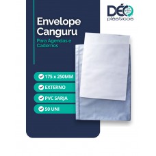 Envelope canguru em sarja 015 com tarja lateral formato externo 175 x 250 mm tarja 10 mm ref 3074SRJ
