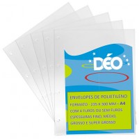 Envelopes de Polietileno A4 - Pacotes Práticos De Envelopes - Super grosso c/ 4 furos (Ref. 466) - Embalagem com 50 unidades