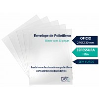 Ref 666S/F _ Envelopes de Polietileno Ofício - Fino s/ furos - Embalagem Blister com 50 unidades