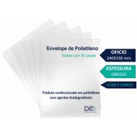 Ref 668PIN _ Envelopes de Polietileno Ofício - Grosso c/ 4 furos - Embalagem Blister com 50 unidades