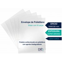 Ref 674S/F _ Envelopes de Polietileno Ofício - Super grosso sem furos - Embalagem blister com 50 unidades