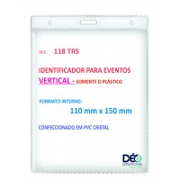 Identificadores - Identificador para Eventos - Vertical - somente o plástico  (Ref. 118 TRS) - Embalagem com 50 unidades