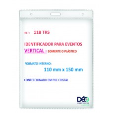 Identificadores - Identificador para Eventos - Vertical - somente o plástico  (Ref. 118 TRS) - Embalagem com 50 unidades