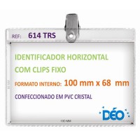 Identificadores - Transparentes c/ clips - Grande c/ clips fixo e impresso  (Ref. 614) - Embalagem com 50 unidades