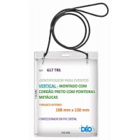 Identificadores - Transparentes p/ eventos - Vertical - c/ cordão em poliester (Ref. 617) - Embalagem com 50 unidades