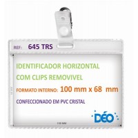 Identificadores - Transparentes c/ clips - Grande c/ clips removivel e impresso  (Ref. 645) - Embalagem com 50 unidades