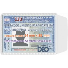 Porta Documentos - S/ impressos ilustrativos - P/ CNH / habilitação (Ref. 133) - Embalagem com 50 unidades