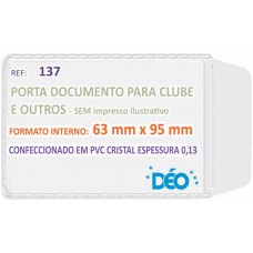 Porta Documentos - S/ impressos ilustrativos - P/ CPF (novo) / clube (maior) (Ref. 137) - Embalagem com 50 unidades