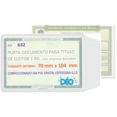 Porta Documentos - C/ impressos ilustrativos - P/ RG (identidade) e título de eleitor (Ref. 632) - Embalagem com 50 unidades