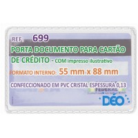 Porta Documentos - C/ impressos ilustrativos - P/ cartão de crédito. SUS e CPF (novo) s/ tampa (Ref. 699) - Embalagem com 50 unidades